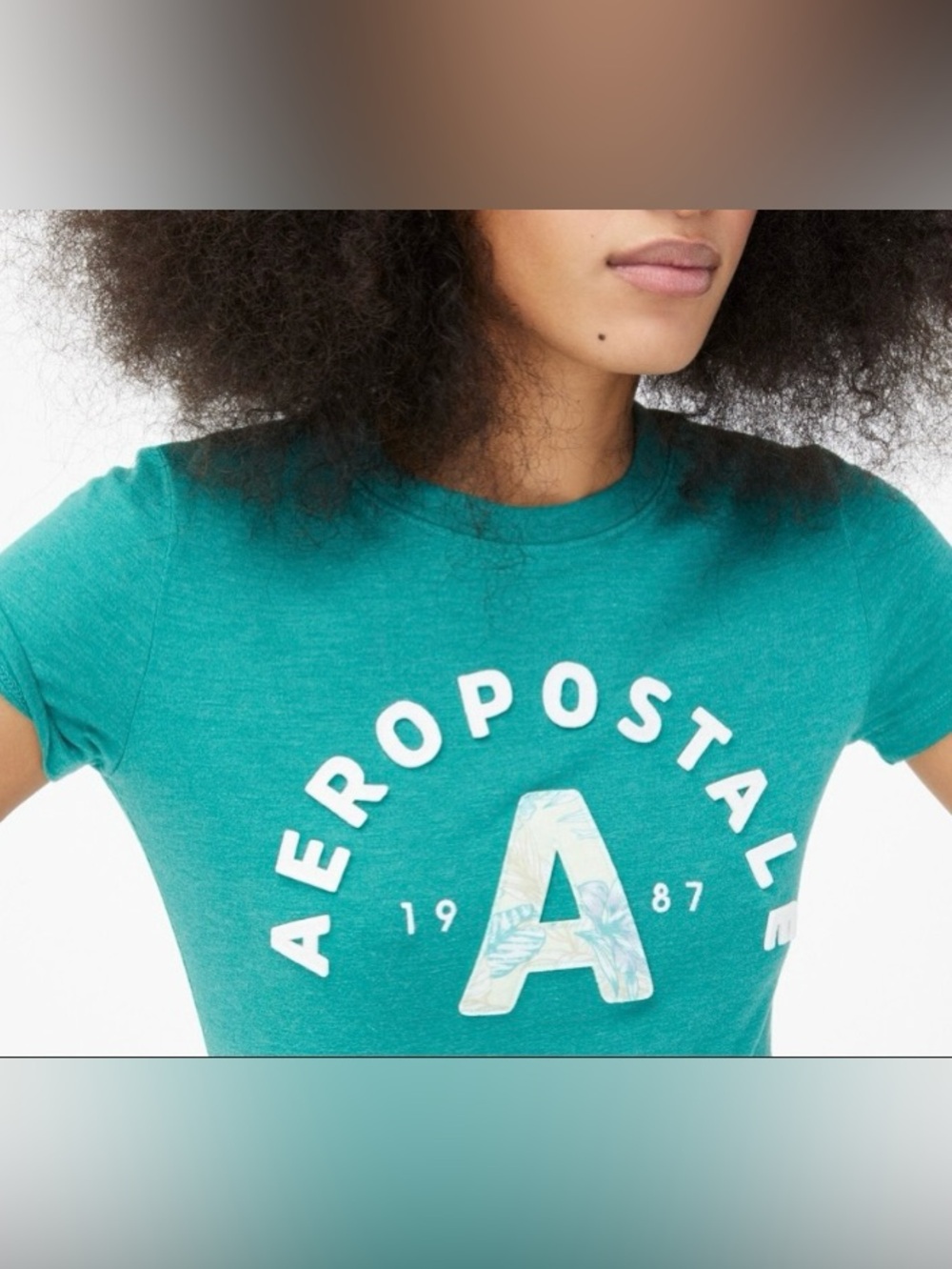 Aeropostale Green Tee with White Applique Lettering